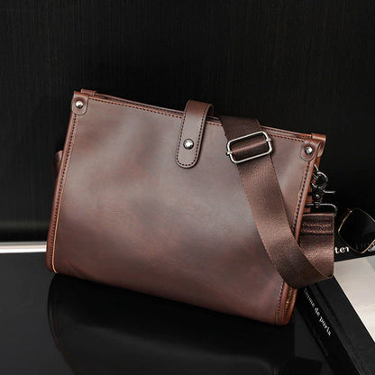 Stylish Men's Shoulder Messenger Bag with Korean-inspired Design, Crafted from Durable PU Leather