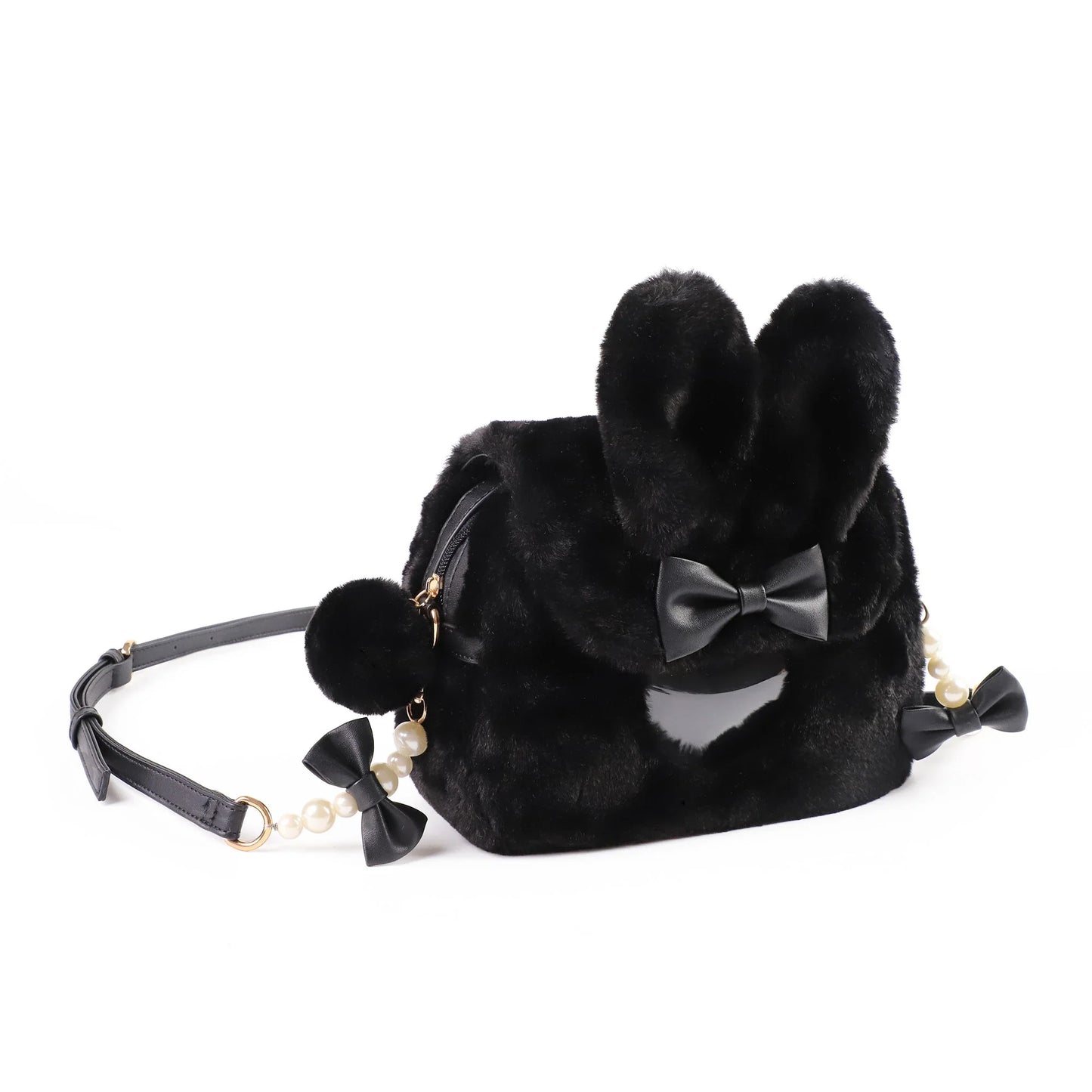 A stylish pearl-embellished messenger bag made of durable PU leather, featuring a sleek horizontal square shape and convenient zipper pocket for everyday use.