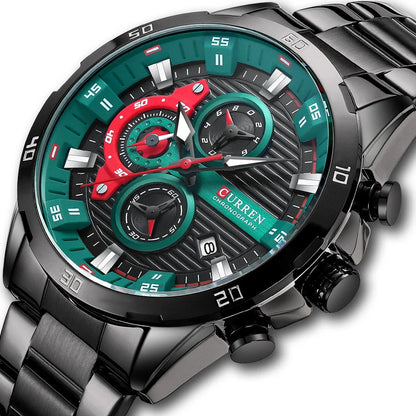 Trendha men's quartz watch with stainless steel band in various color options
