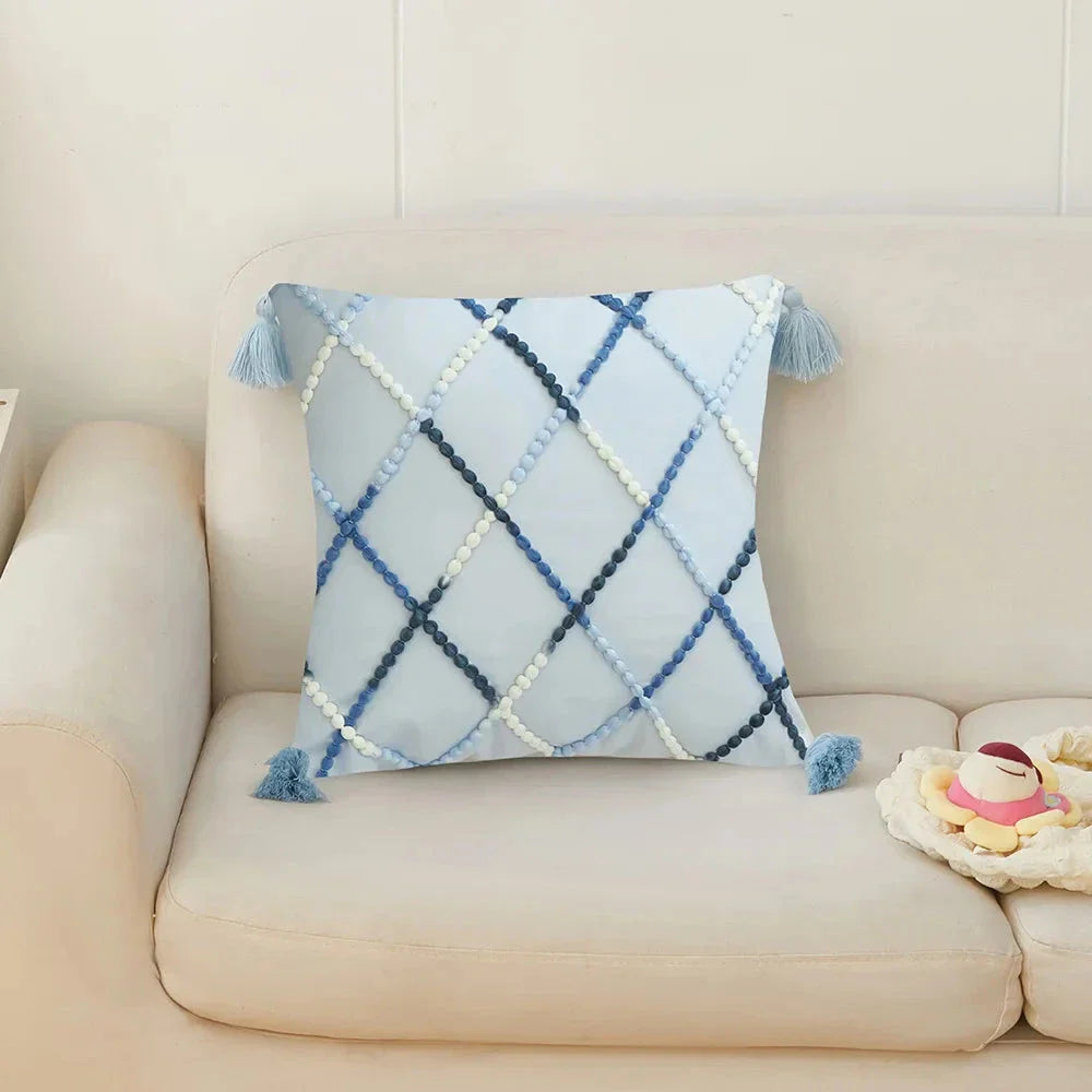 Stylish Nordic-inspired decorative cushion cover with gradient colors and geometric pattern