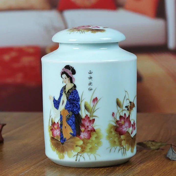 Hhomeenjoy US Premium Asian-Inspired Handcrafted Ceramic Tea Canisters