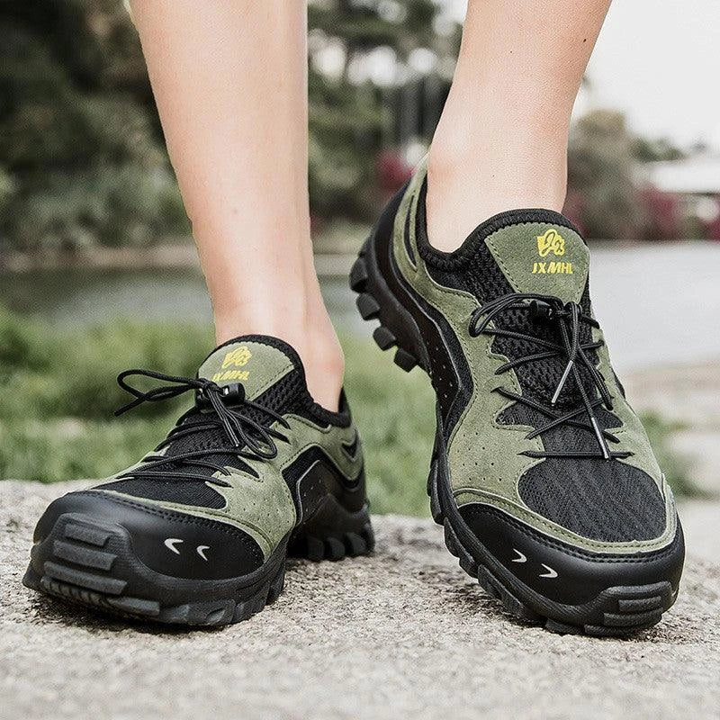 Couple Summer Hiking Outdoor Mesh Shoes with breathable mesh upper and rubber sole for comfortable outdoor adventures