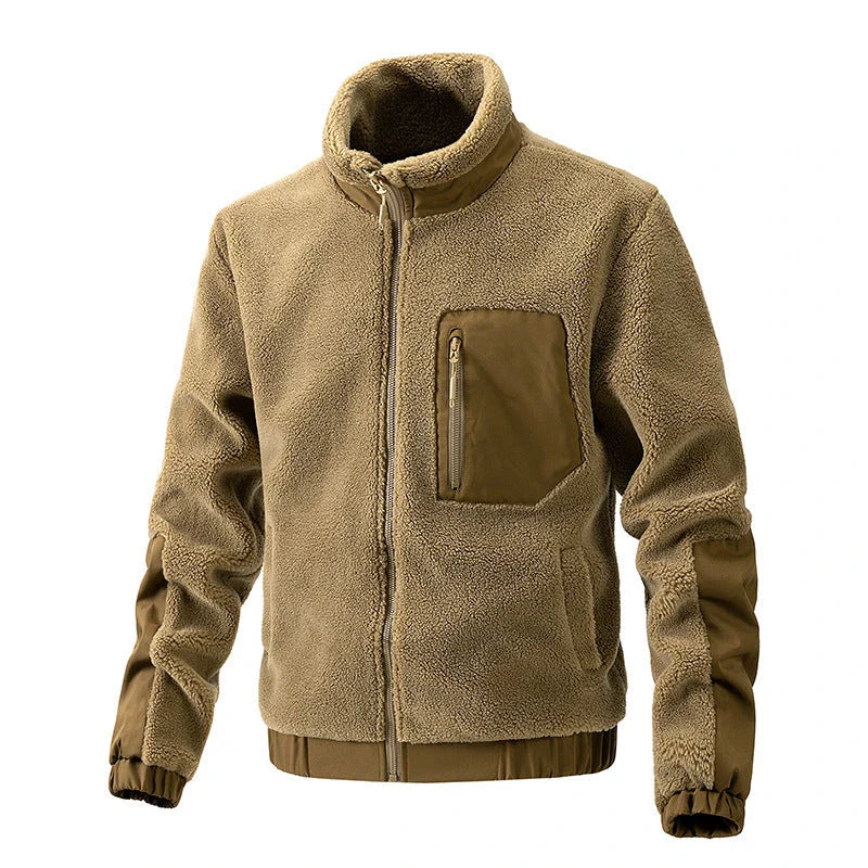 A cozy and stylish men's fleece jacket with a standing collar and convenient side pockets, available in a range of classic colors.