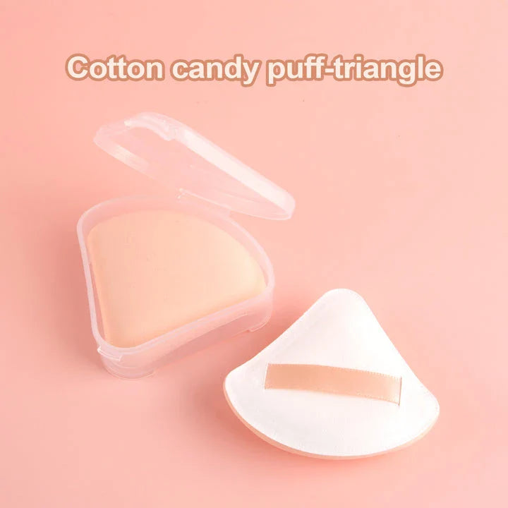 A set of three makeup sponges in round, rectangle, and triangle shapes for precise, flawless makeup application