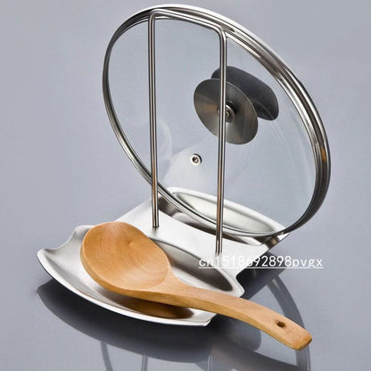 Premium eco-friendly stainless steel cooking spoon and pan lid rack for organized, sustainable kitchen
