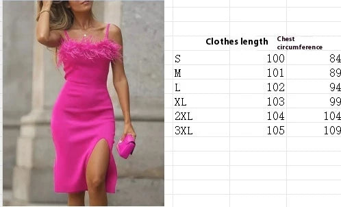 Stylish feather patchwork midi skirt in pink color with slit design, perfect for autumn and summer wear