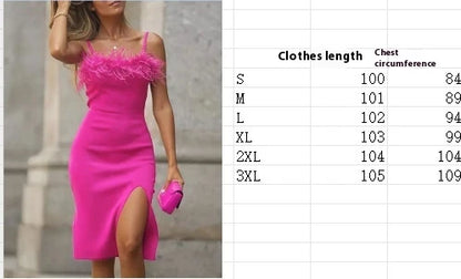 Stylish feather patchwork midi skirt in pink color with slit design, perfect for autumn and summer wear