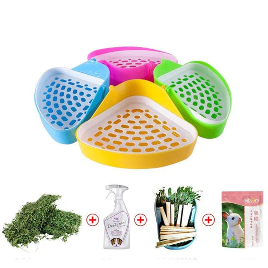 Practical Small Pet Corner Litter Box in yellow color, with dimensions of 24 x 17 x 10 cm, designed for convenient use and space-saving in homes.