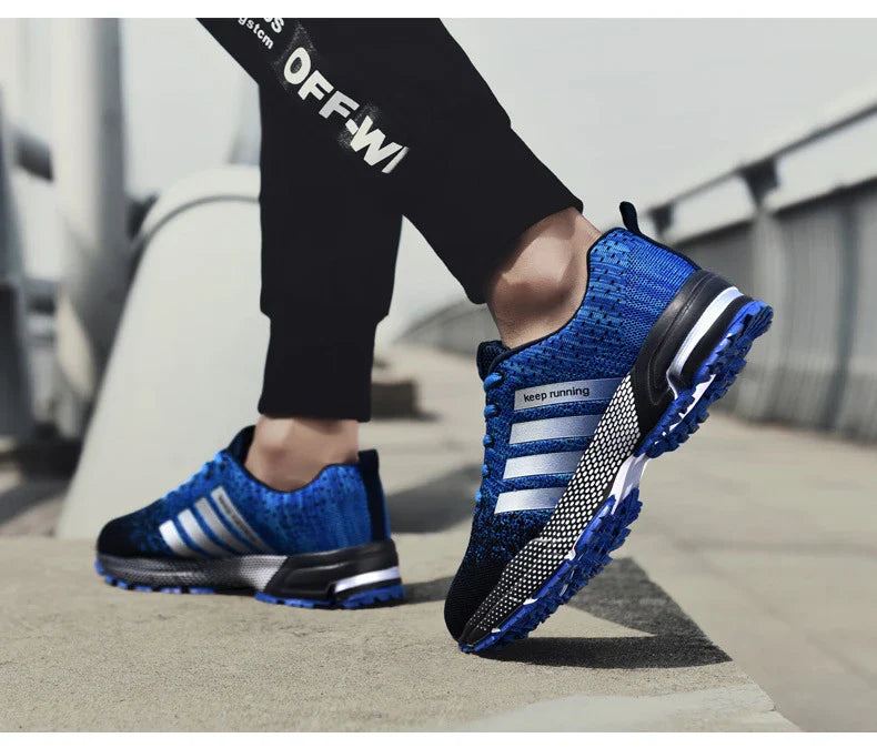 Lightweight, breathable mesh running shoes with flexible rubber soles for active lifestyles