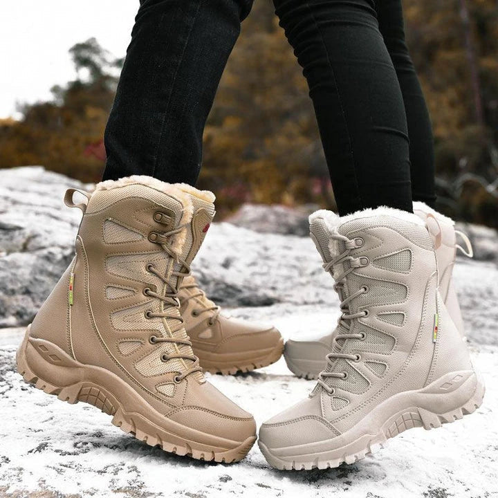 Durable and comfortable men's winter boots with breathable mesh uppers and sturdy rubber soles for reliable traction and support in snowy and icy conditions.