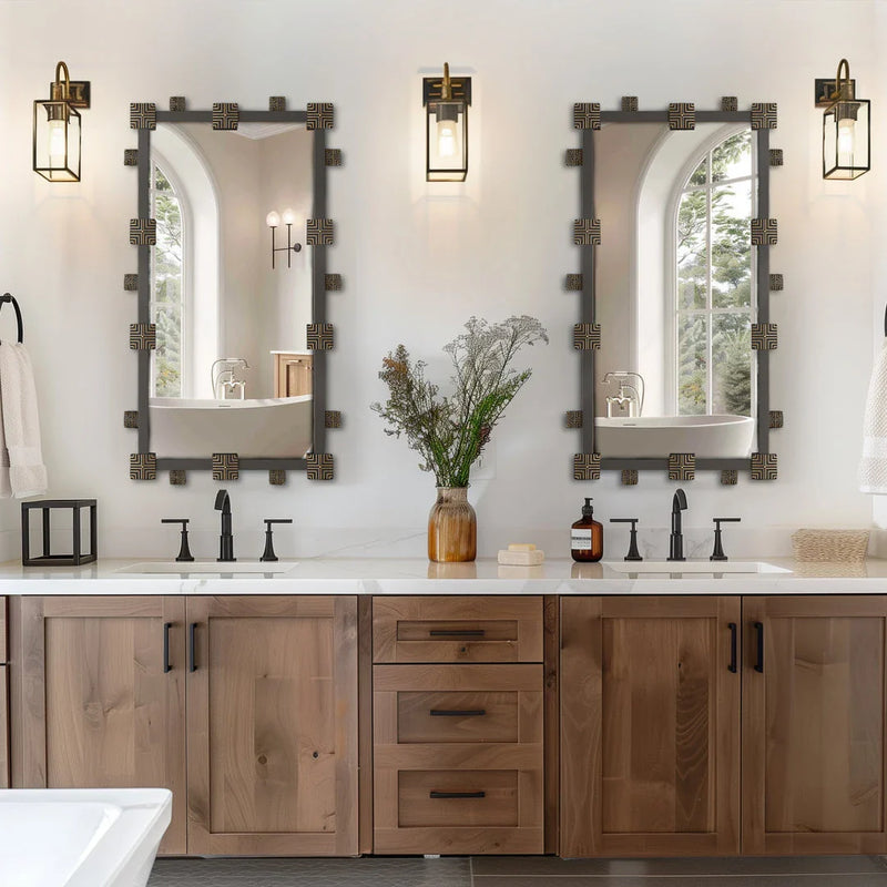 Hhomeenjoy Elegant Industrial Vintage Rectangular Wall Mirror