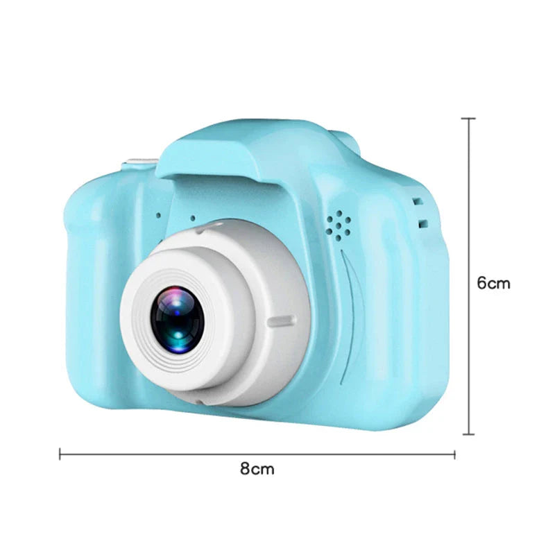Kids mini HD digital video camera with 800W pixel sensor, 100-degree wide-angle lens, and 2.0-inch TFT screen