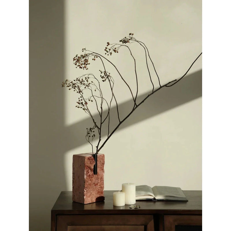 Hhomeenjoy Elegant Minimalist Red Travertine Vase for Rustic Decor