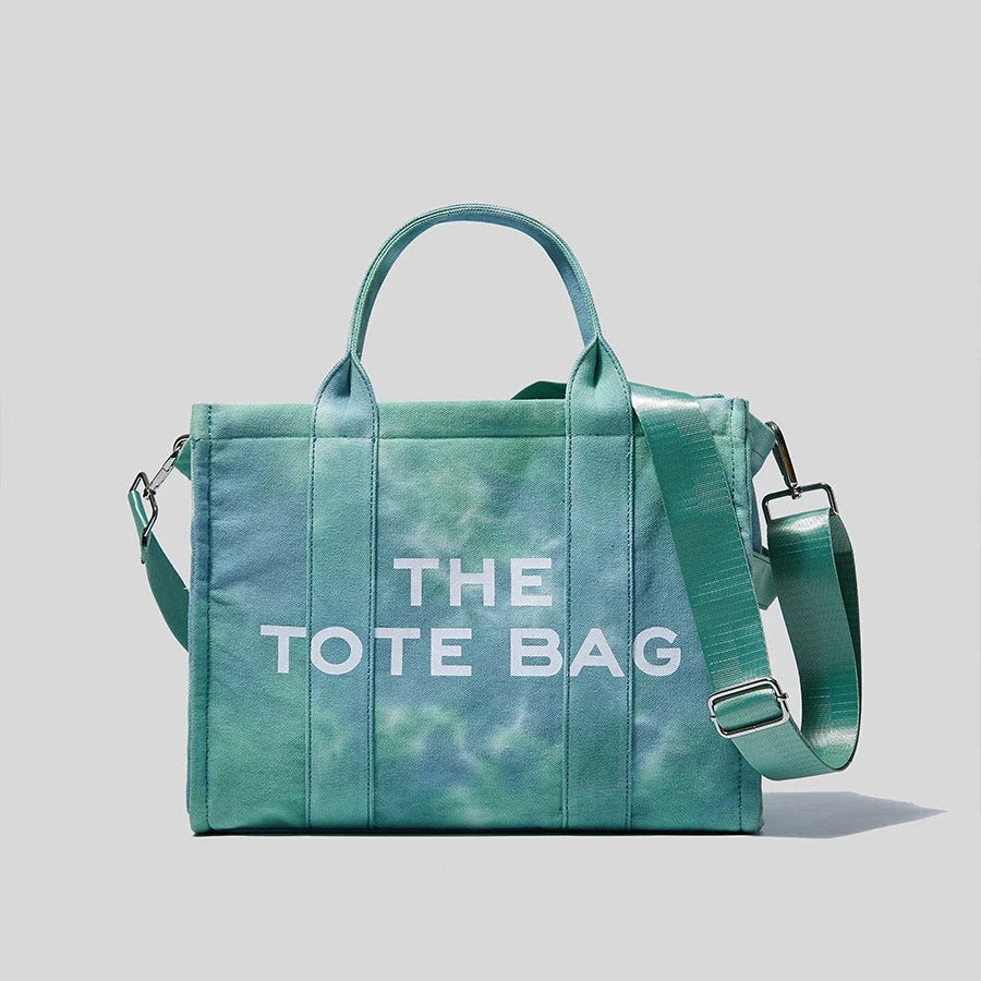 Watercolor Canvas Shoulder Bag with Adjustable Strap and Zipper Closure