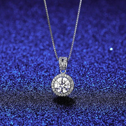 Elegant S925 silver pendant necklace with Mosan diamond inlay, adjustable chain length for women's fashion accessory