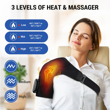 Premium 2-in-1 Electric Heating Shoulder Massager and Adjustable Heated Back Brace for Pain Relief and Muscle Relaxation