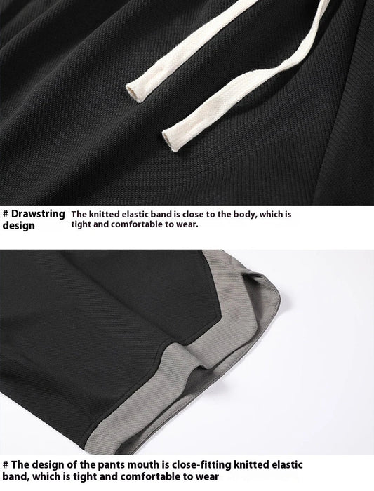 Men's loose and comfortable sports pirate shorts in white, gray, and black colors with elasticized waistband and relaxed fit