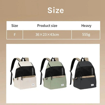 Breathable canvas lightweight backpack for cats and small dogs to accompany owners on outdoor adventures and travels