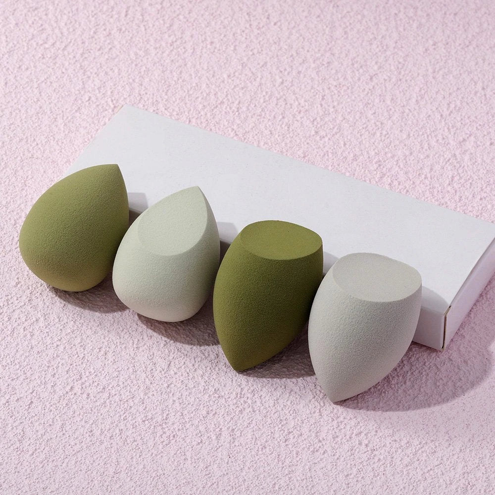 4-piece set of soft, pink makeup sponges for flawless foundation, concealer, and contour application