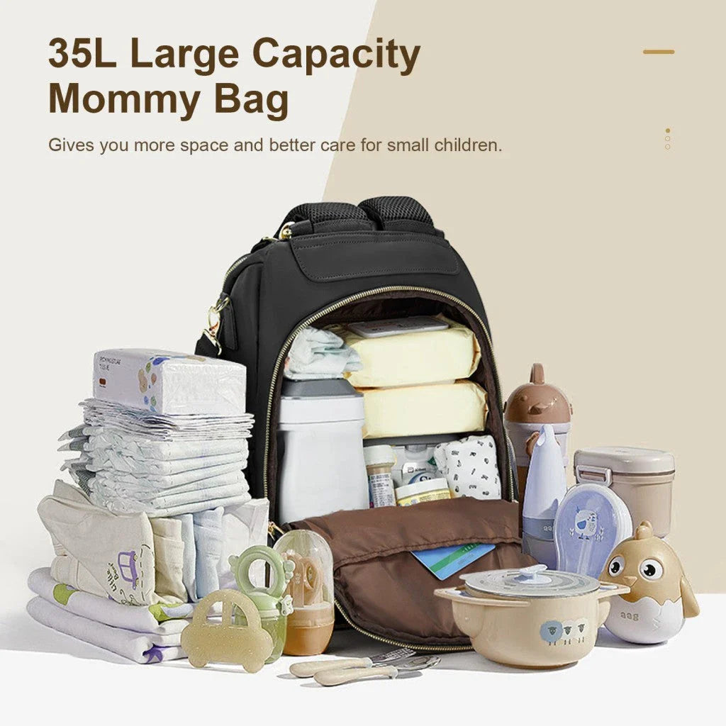 Premium Diaper Bag Backpack with Spacious Main Compartment, Insulated Bottle Pockets, and Comfortable Straps