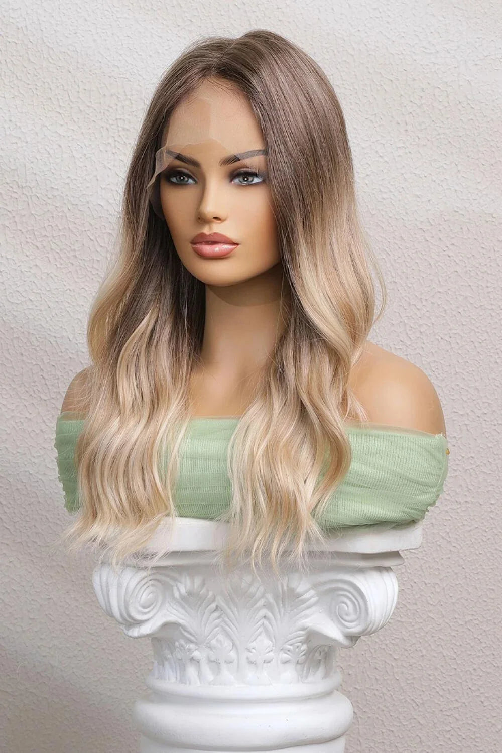 Premium 24-inch long wave lace front wig with 150% density, featuring a natural-looking lace front and elegant waves for a head-turning look.