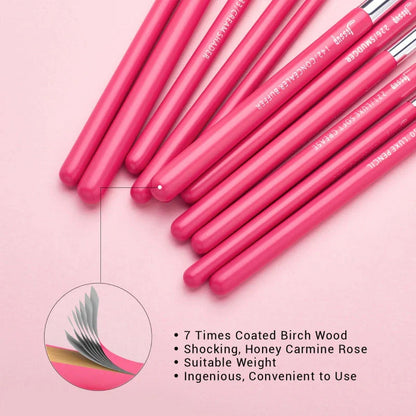 15-Piece Professional Makeup Brush Set with Premium Synthetic and Natural Fibers in Rose-Carmin Color