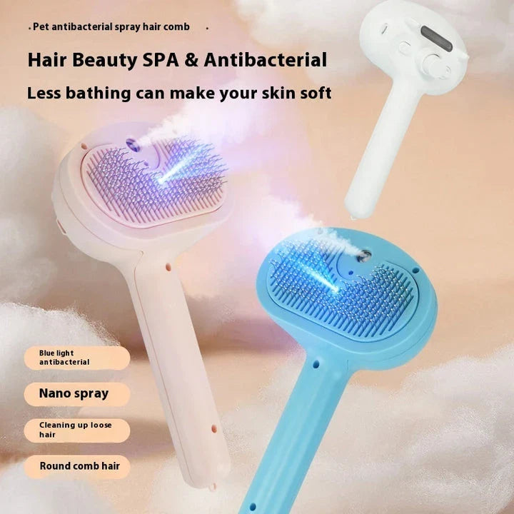 Rechargeable Pet Hair Removal Comb with Spray Cleaner - Effortlessly remove stubborn pet hair and keep your furry friend's coat fresh and healthy.