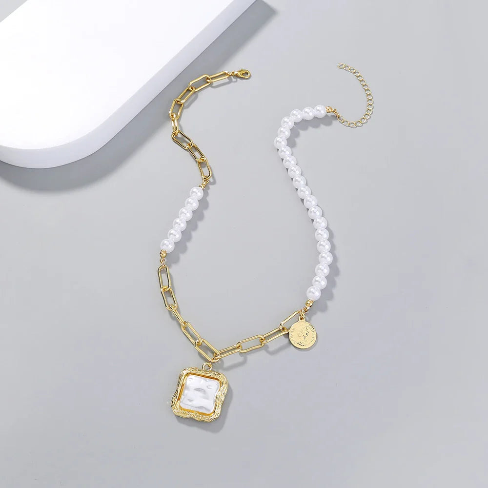 Faux Baroque Pearl Necklace with Elegant Shimmering Faux Pearls in a Refined and Sophisticated Design