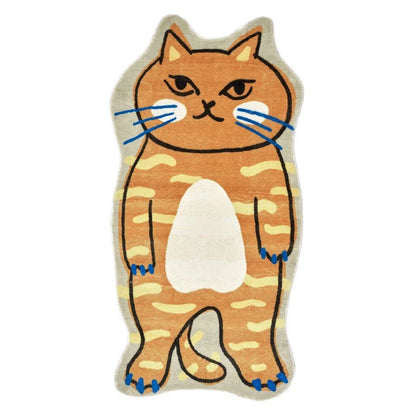 Cozy cartoon cat-themed rug with plush, non-slip design for living room, bedroom, or balcony decor