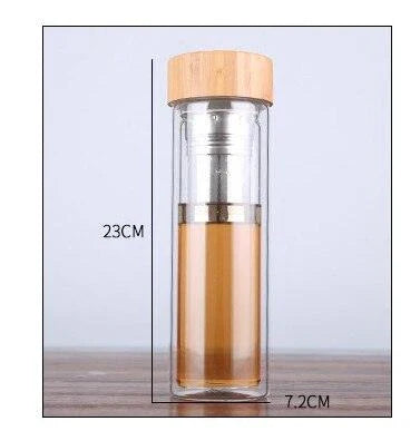 Premium glass water bottle with bamboo infuser lid for healthy, eco-friendly hydration on the go
