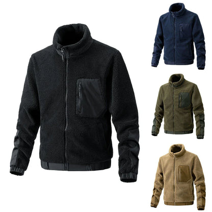 A cozy and stylish men's fleece jacket with a standing collar and convenient side pockets, available in a range of classic colors.