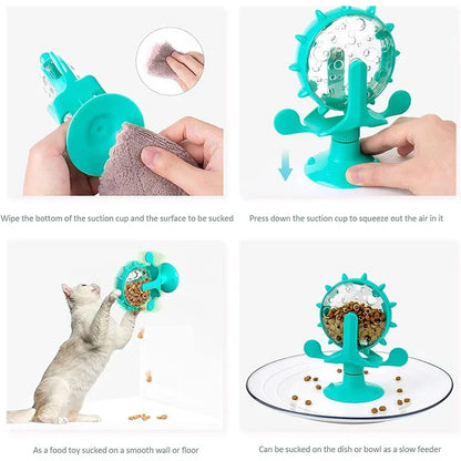 Interactive Windmill Turntable Puzzle Toy for Small Dogs and Cats - Slow Feeder for Mental Stimulation
