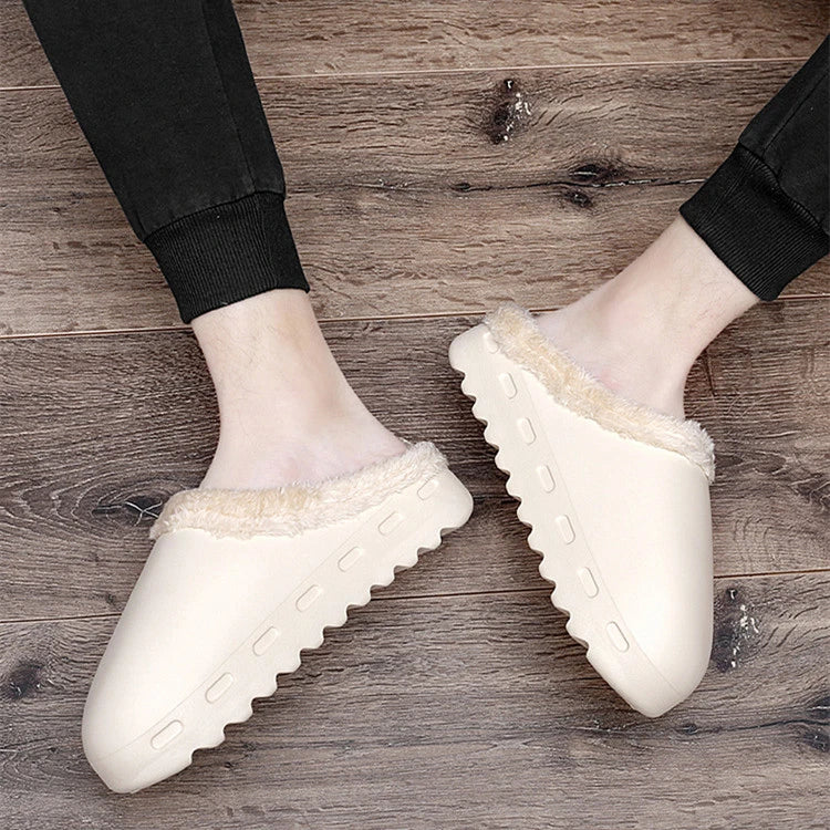 Cotton-padded Baotou slippers in various colors and sizes, providing comfort and style for casual everyday wear.