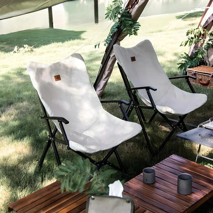 Outdoor Foldable Moon Chair with sturdy aluminum alloy frame and comfortable 600D Oxford cloth seat