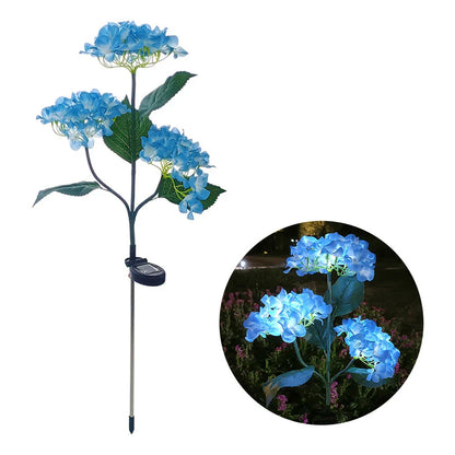 Captivating Hydrangea Rose Solar LED Garden Lights that effortlessly illuminate outdoor spaces with natural elegance