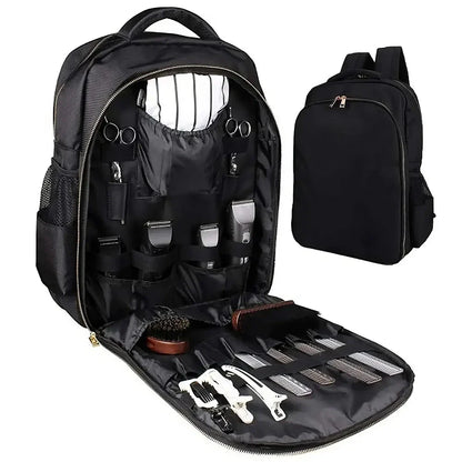 Barber's Portable Organizer Backpack with multiple storage compartments for hairstyling tools