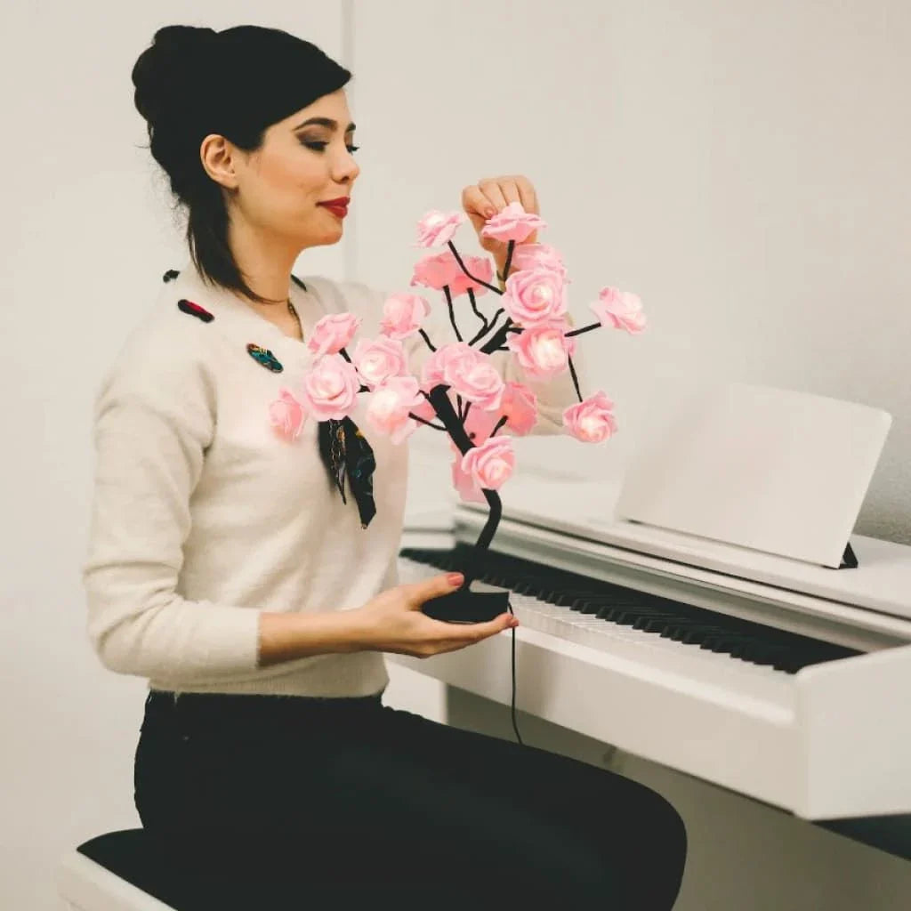 Enchanting LED Rose Flower Lamp with Customizable Branches and Lighting Colors