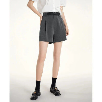Elegant summer harem shorts for women with high-waist, loose fit, and subtle pleating detail