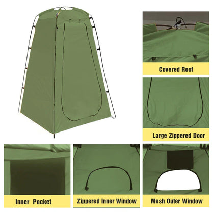 Premium Portable Privacy Shower Tent with waterproof, UV-protected fabric and sturdy fiberglass structure for outdoor adventures