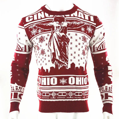 Stylish men's round neck Christmas sweater in various festive colors