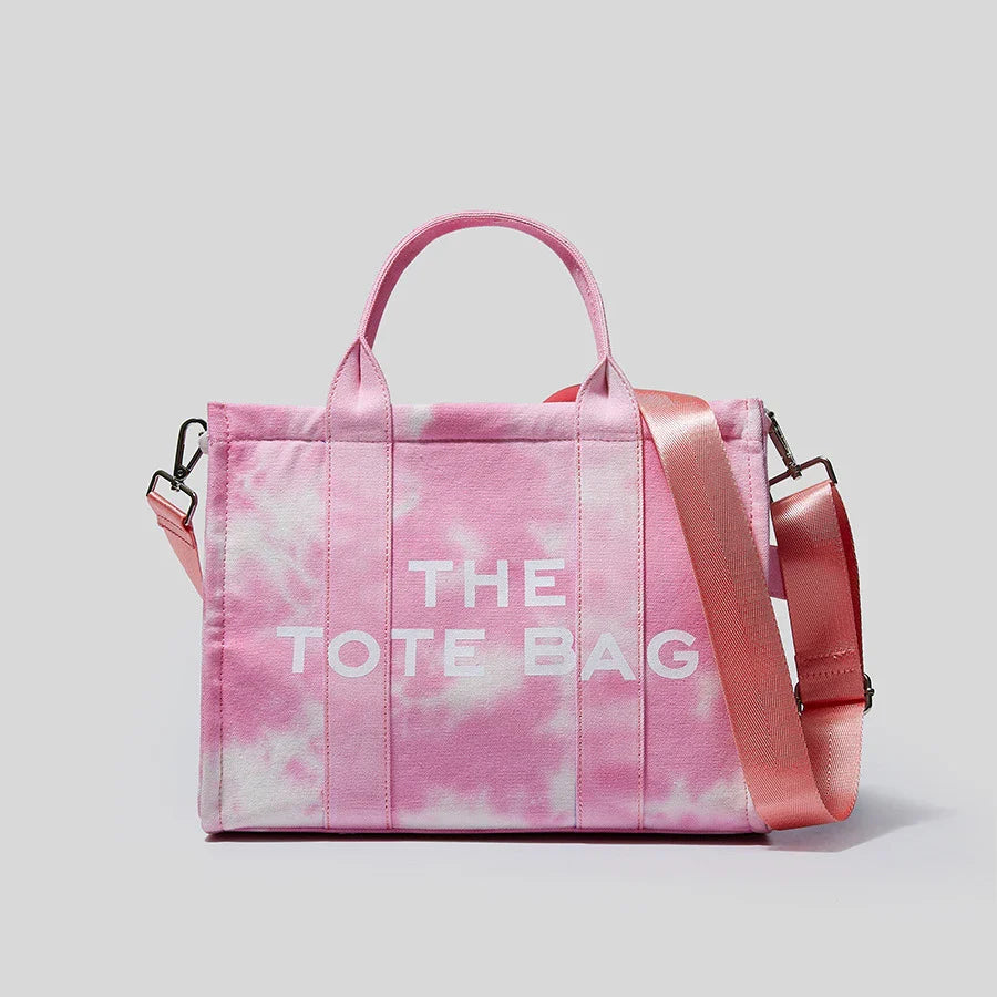 Watercolor Canvas Shoulder Bag with Adjustable Strap and Zipper Closure