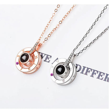 Elegant 925 Sterling Silver clavicle chain with 100-language 'I Love You' message, a romantic and versatile jewelry piece