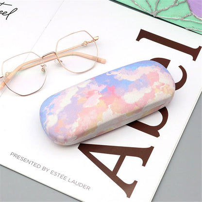 Gradient Cloud Printed Eyewear Case with Durable Metal Frame and Soft Velvet Lining to Protect Glasses