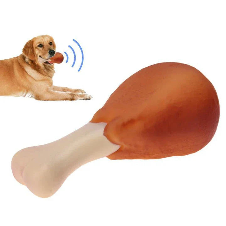 Realistic and humorous chicken leg-shaped plush dog toy made of durable PVC materials