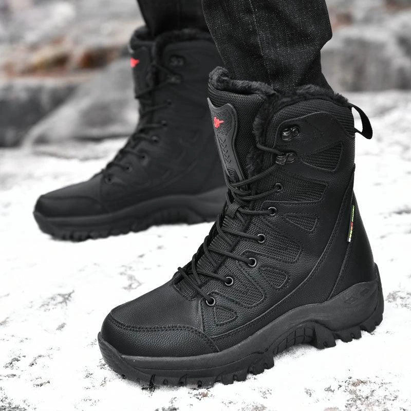 Durable and comfortable men's winter boots with breathable mesh uppers and sturdy rubber soles for reliable traction and support in snowy and icy conditions.