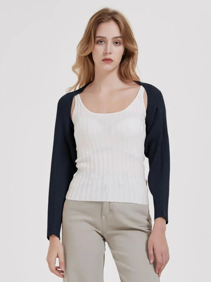 Cozy and chic long sleeve knit crop top cardigan in black, ivory, and camel colors