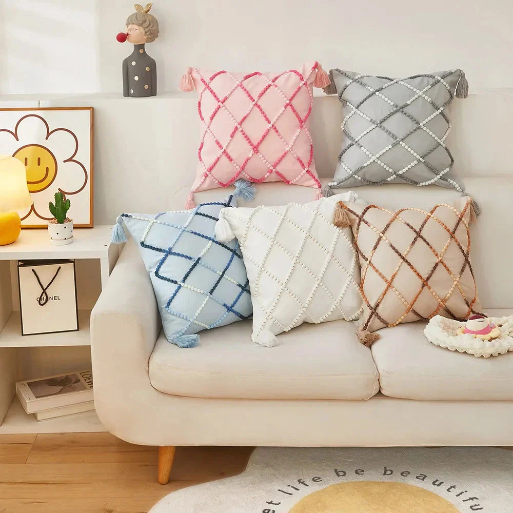 Stylish Nordic-inspired decorative cushion cover with gradient colors and geometric pattern
