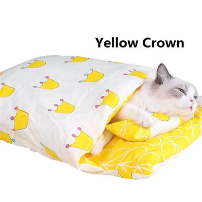 Cozy Cat Sleeping Bag Mat in various colors and sizes, providing a plush and comfortable sleeping surface for cats.