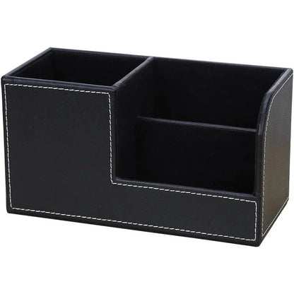 Elegant leather desk organizer with multiple compartments for storing pens, business cards, and other small items