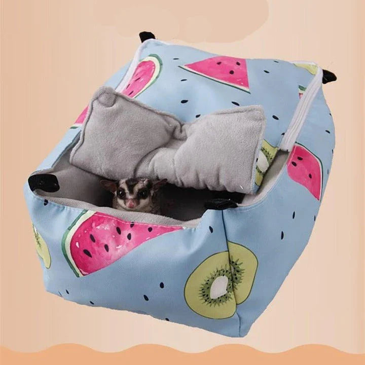Cozy cotton pet bed in green color, ideal for small animals like cats, dogs, and rabbits